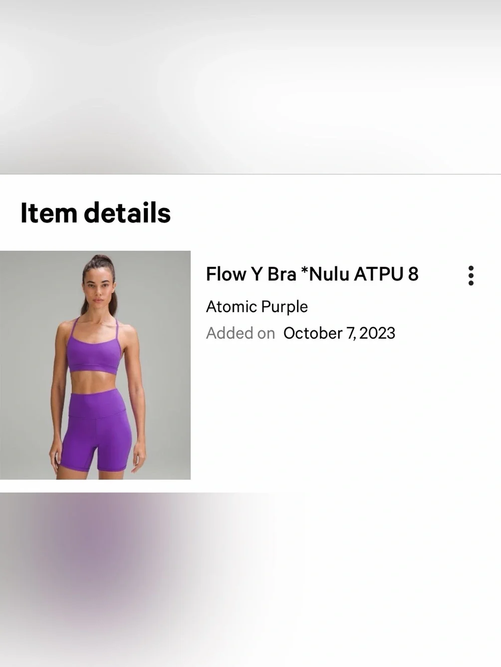 lululemon Flow Y Bra in Atomic Purple